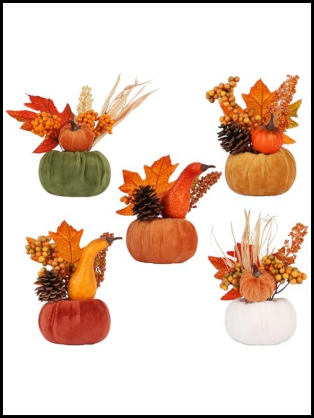 Artificial Pumpkins Fall Thanksgiving Decor Set Indoor Autumn